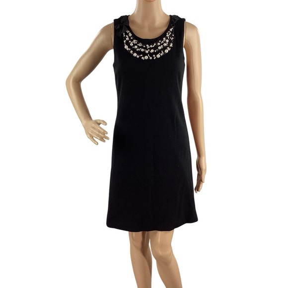 Rebecca Taylor Black Embellished Sleeveless Mini Dress Size 4 - Picture 1 of 7